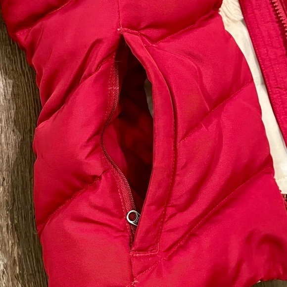 EDDIE BAUER Puffer Vest Goose Down Sherpa Gray Red Quilted Zip Jacket Womens XS - Picture 8 of 13